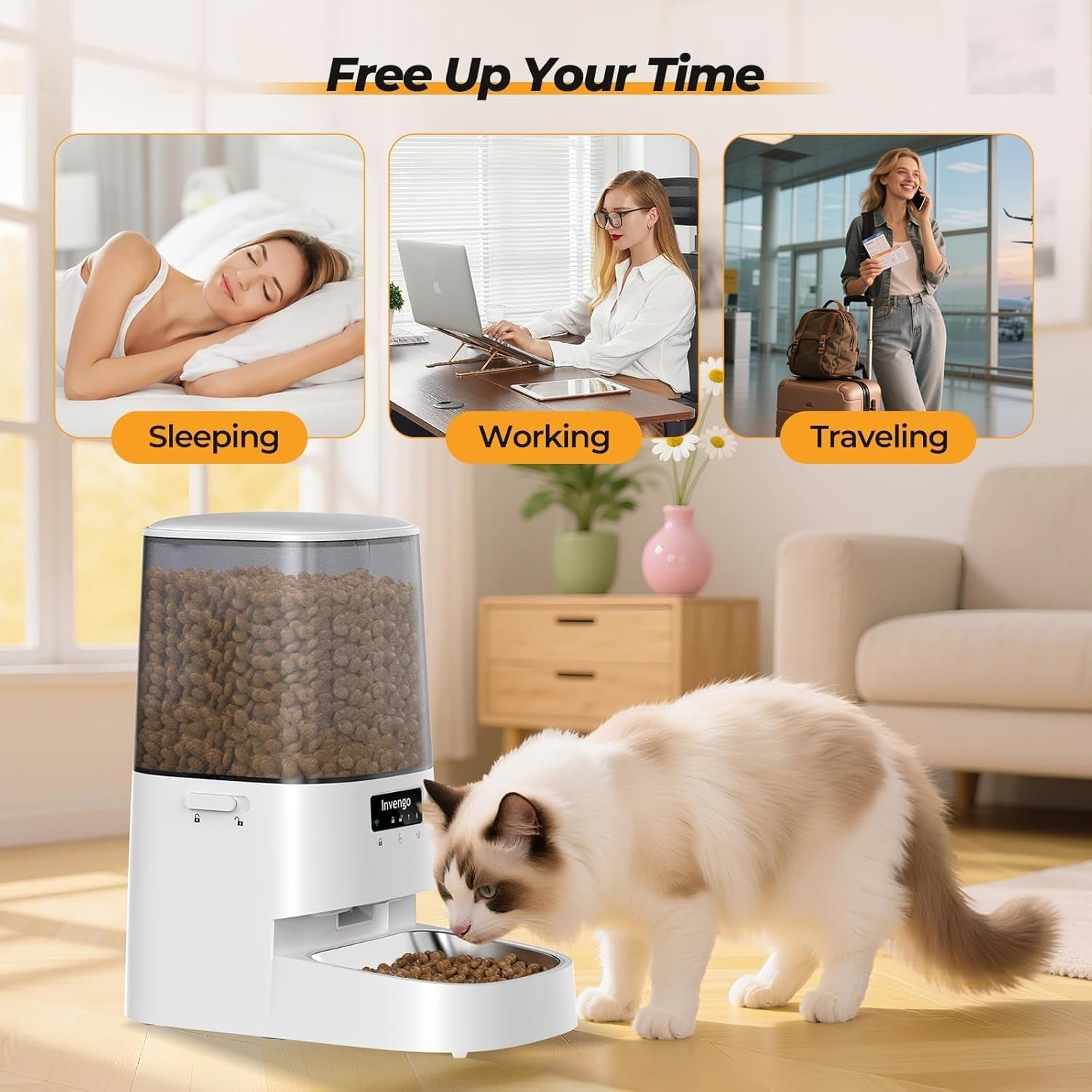 5L WiFi Automatic Cat Feeder Smart App Control Timed Food Dispenser