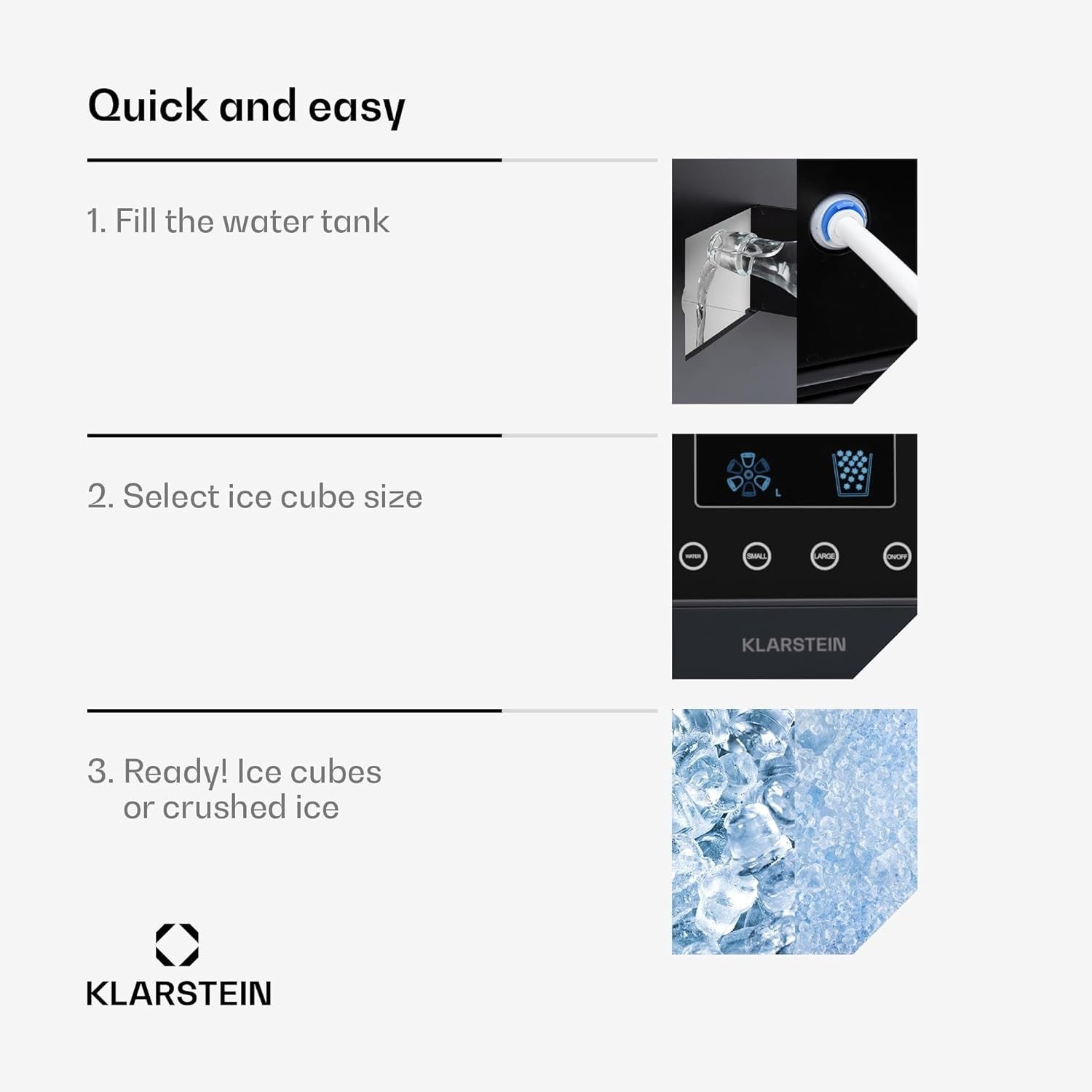 Countertop Ice Maker Cube & Crushed Ice 15kg/Day Touch Control Fast