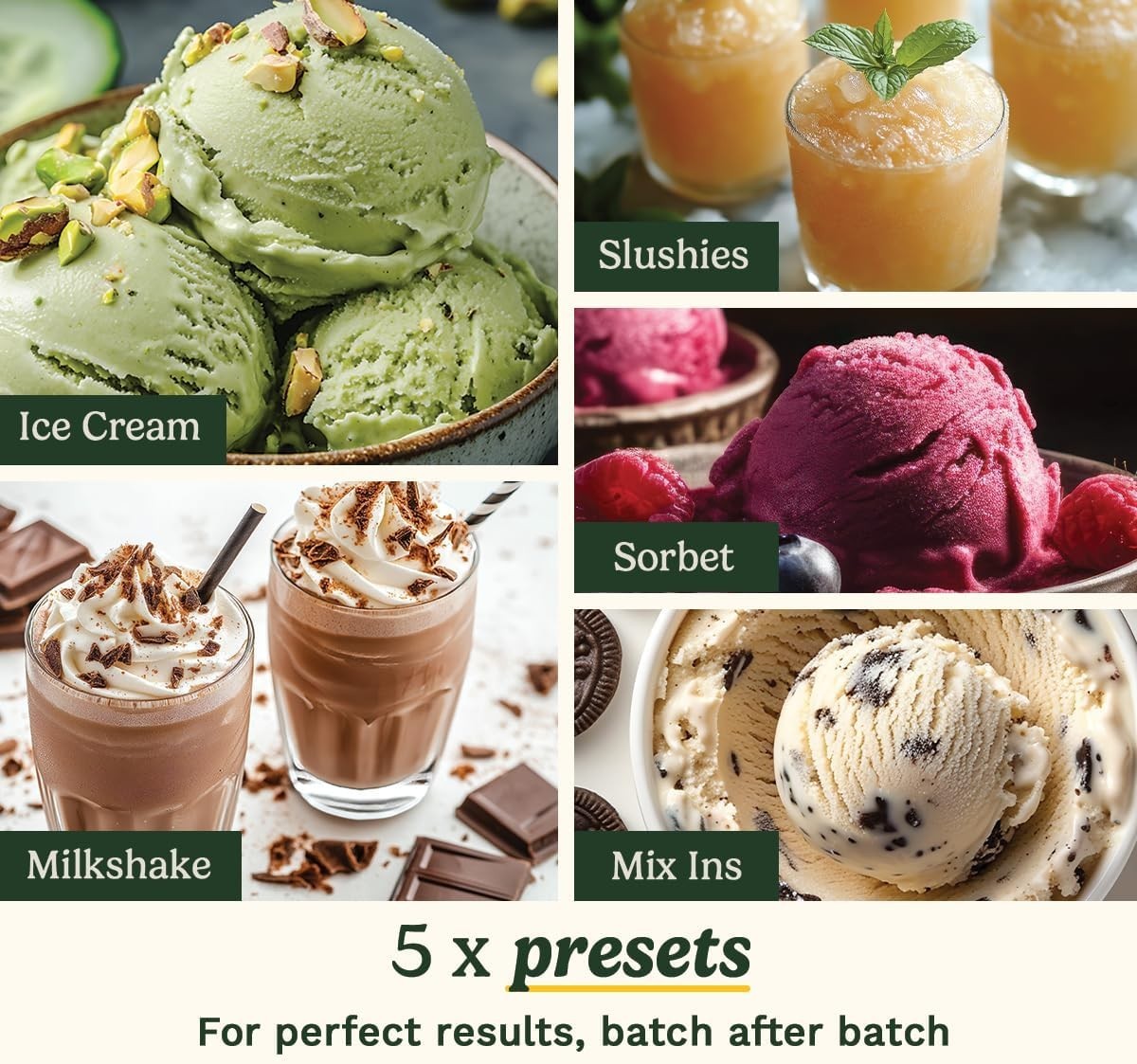 Frozen Dessert Maker Ice Cream Slushie Milkshake Machine with 3 Cups
