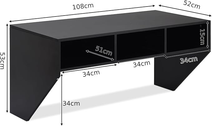Wall Mounted Floating Computer Desk Laptop Table Storage Shelves Black