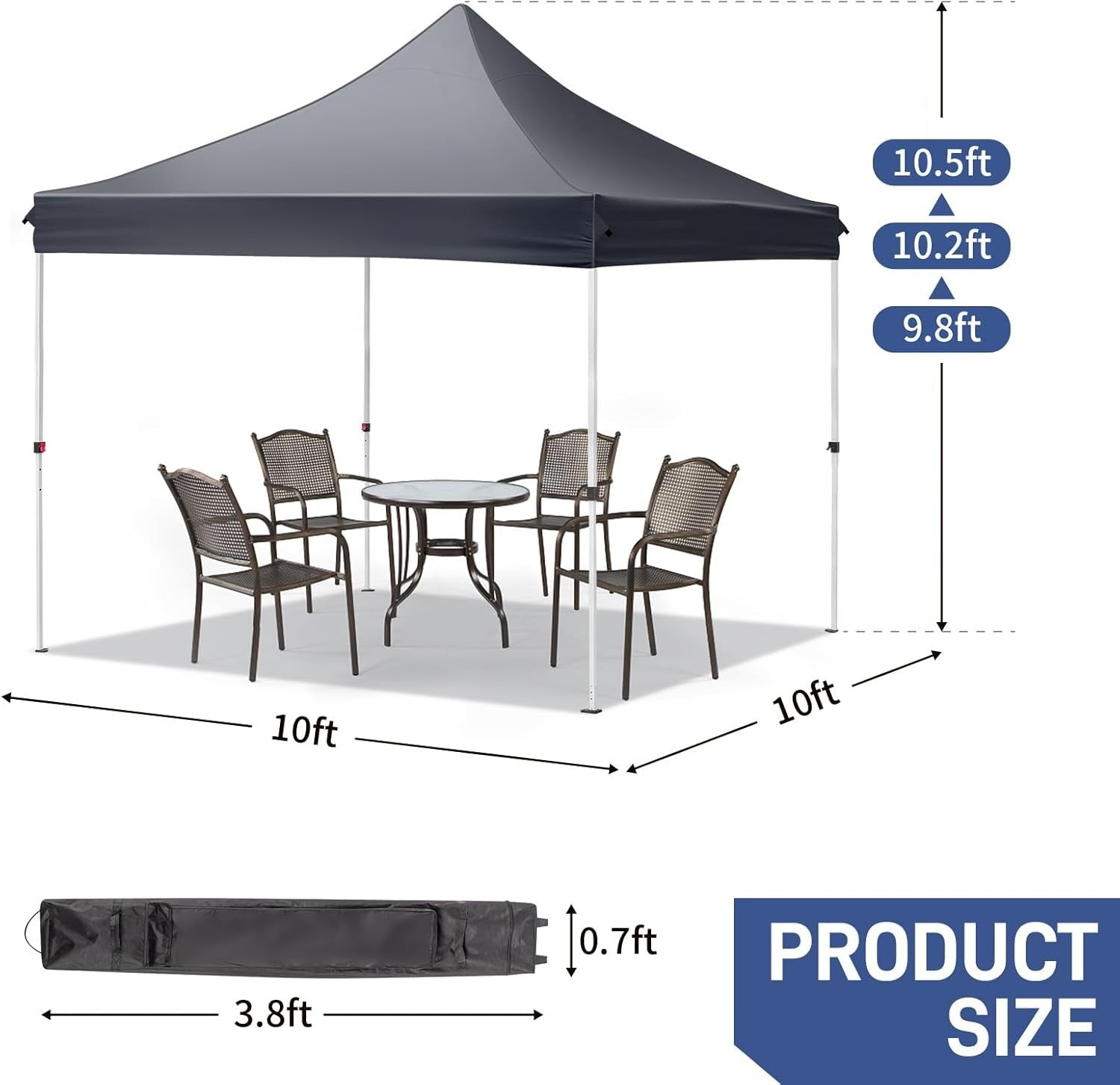 3x3M Pop Up Gazebo with Wheeled Bag Heavy Duty Waterproof Garden Party Tent