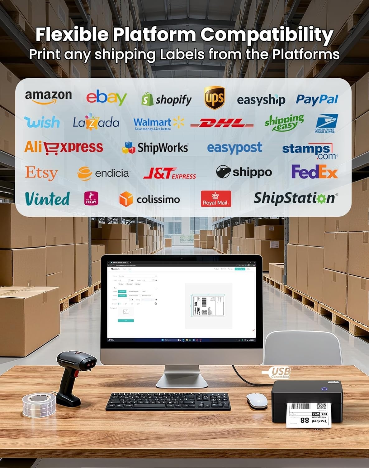 4x6 Thermal Label Printer | USB Shipping Labels | Windows Mac Linux
