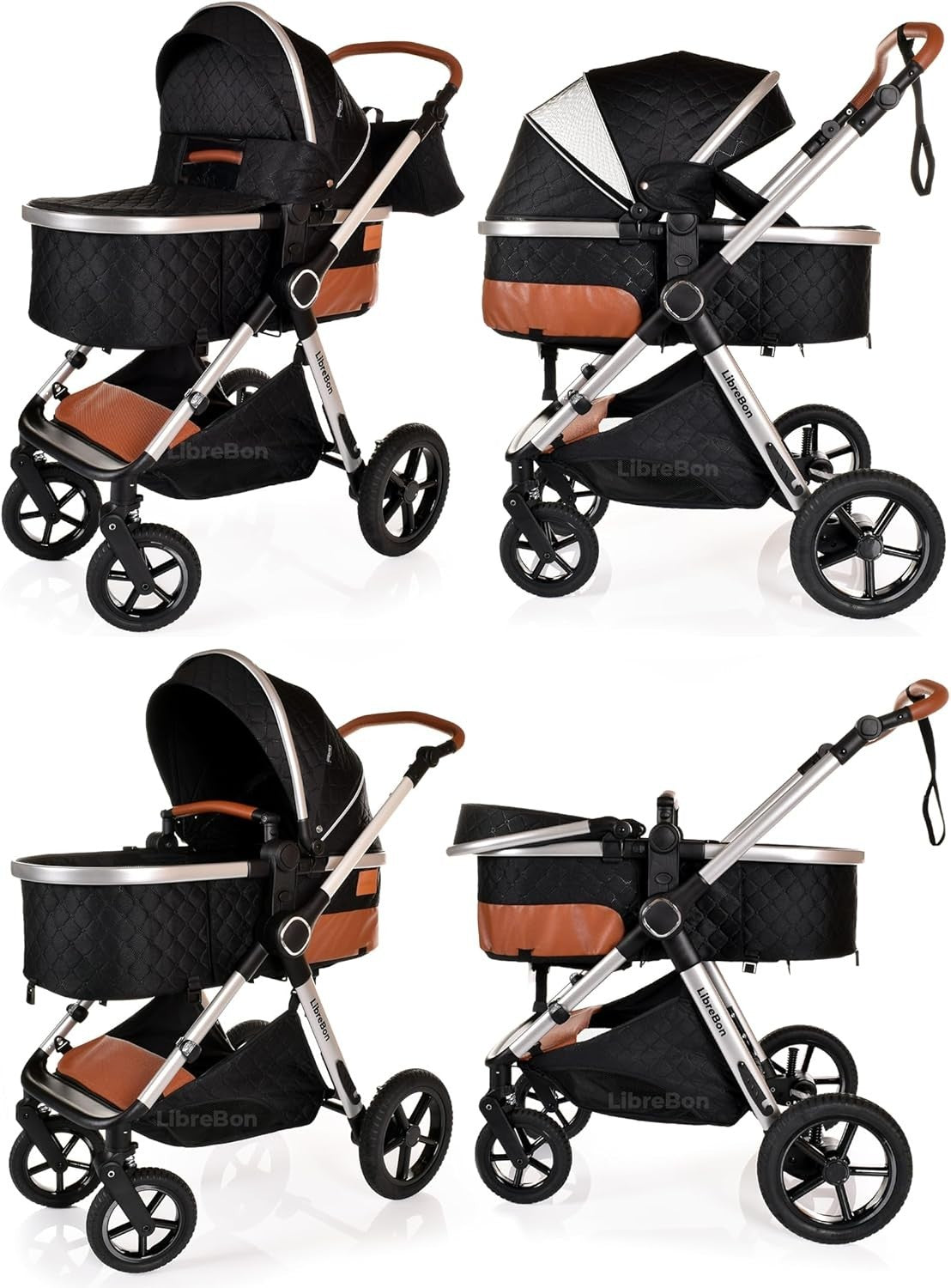 Baby Pram 3in1 Lightweight Pushchair Folding Buggy from Birth to 36m