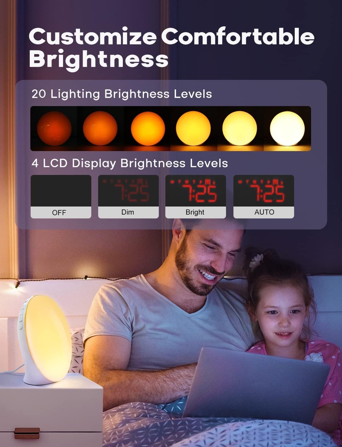 Sunrise Wake Up Light Alarm Clock FM Radio Display Dual Alarm