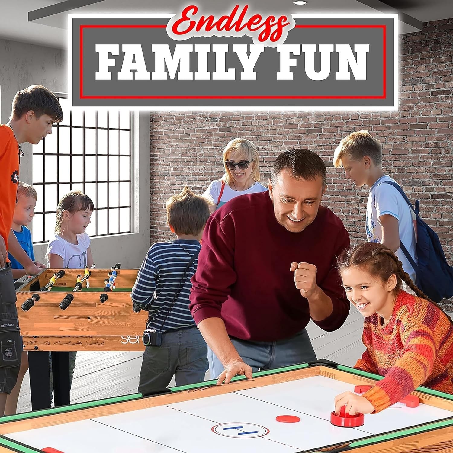 4-in-1 Multi Game Table Air Hockey Pool Foosball Ping Pong