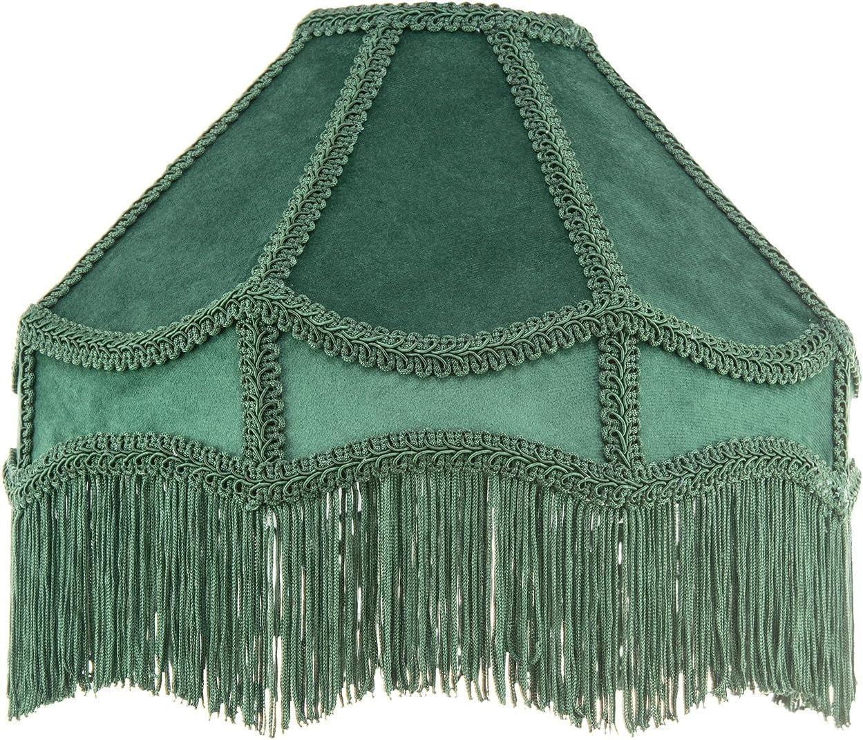 Victorian Empire Velvet Lampshade Forest Green Tassel Pendant 30cm