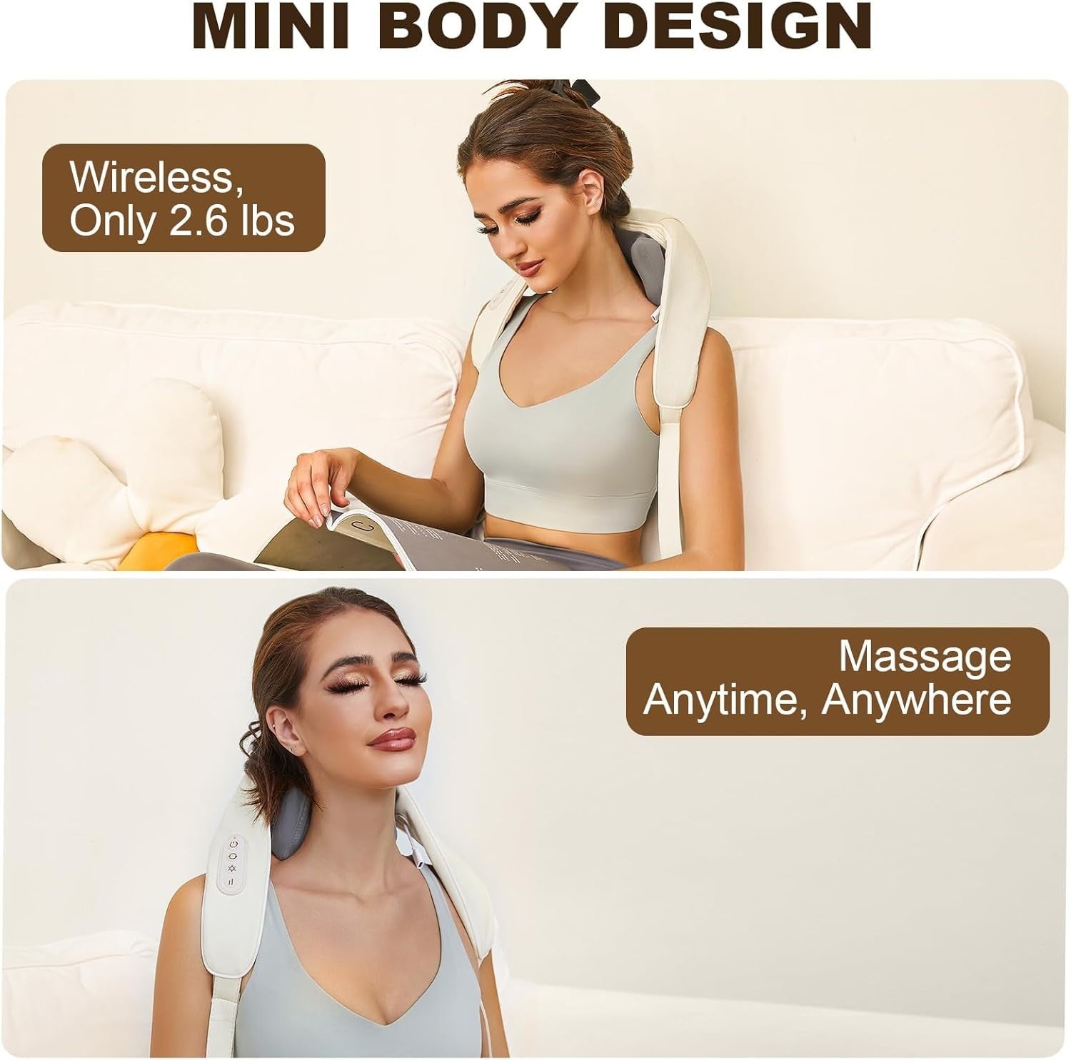 Heated Neck Shoulder Massager Deep Tissue Pain Relief Home Car Use
