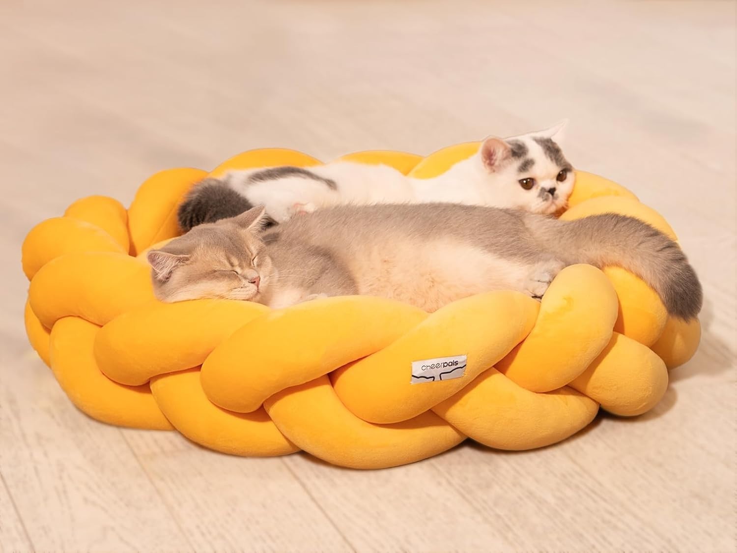 60cm Orthopedic Cat Bed Braided Pet Sofa Washable Cushion for Cats