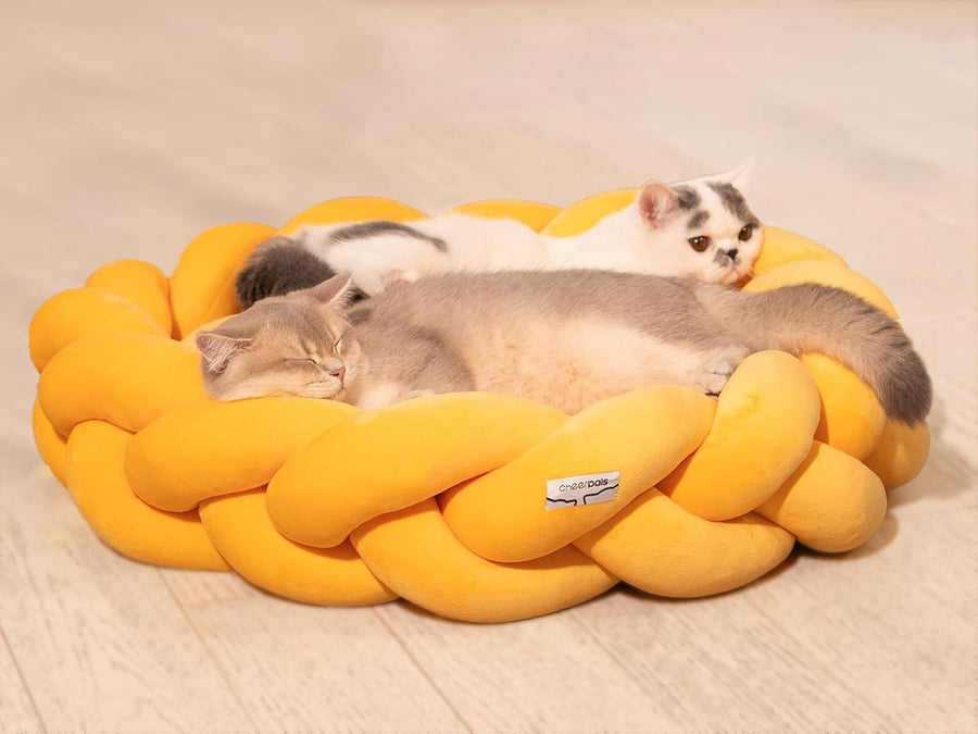 60cm Orthopedic Cat Bed Braided Pet Sofa Washable Cushion for Cats