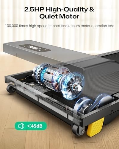 Compact Under-Desk Walking Pad Treadmill 2.5HP, 9% Incline, Quiet Home Office