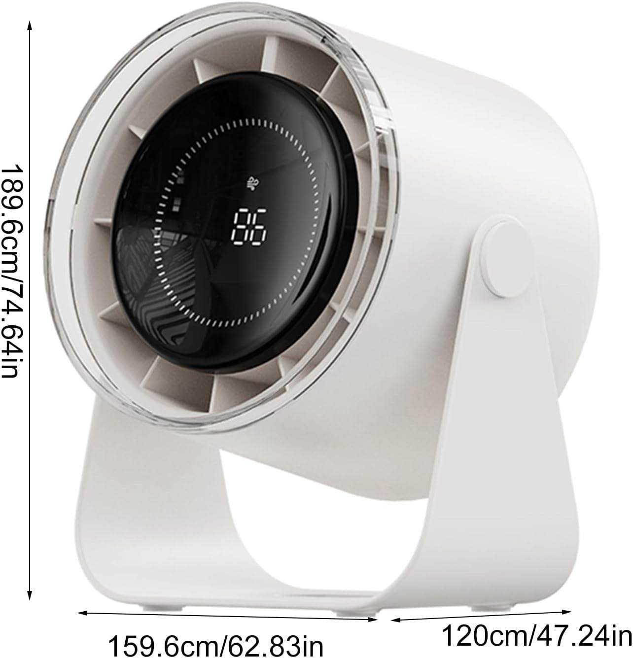 White USB Rechargeable Desk Fan – Quiet Cooling 3600mAh Battery Portable Airflow