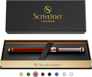 Luxury Rollerball Pen Crimson Red Chrome Medium Gift Box