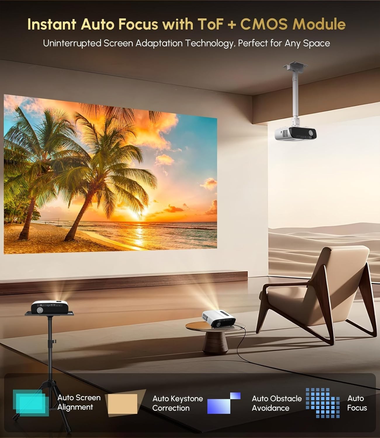2200ANSI 4K Smart Projector Google TV WiFi6 Dolby 38W