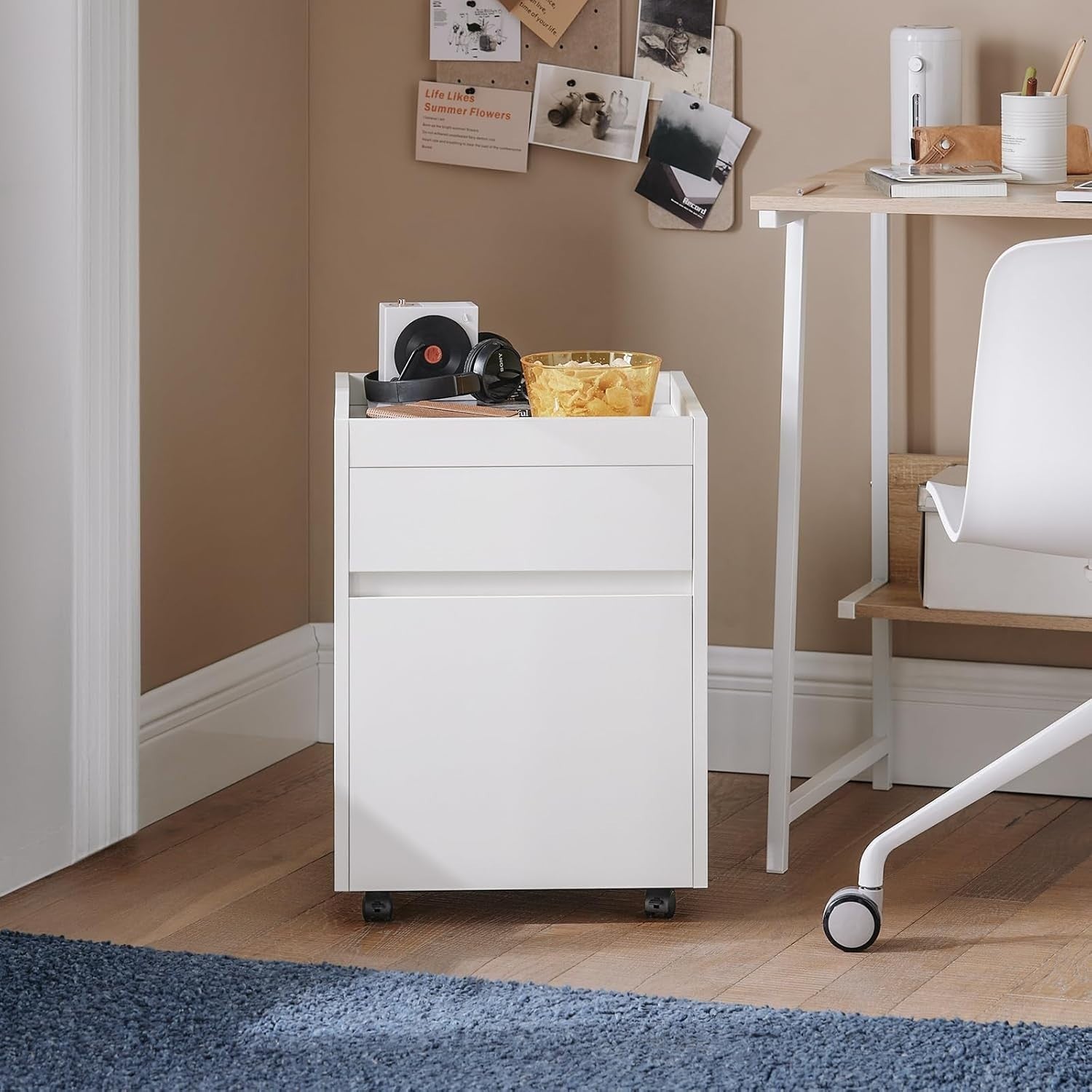 Compact Rolling File Cabinet 2 Drawer Under Desk Storage Unit