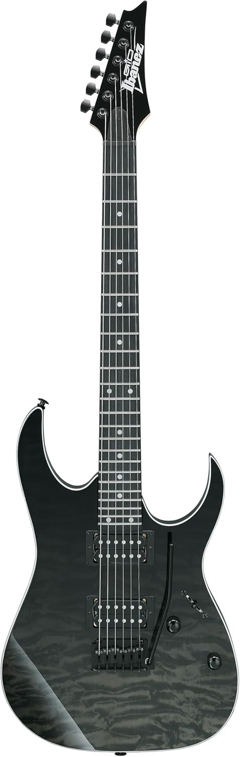 Electric Guitar RG Style Quilted Top HH Tremolo Black 6 String
