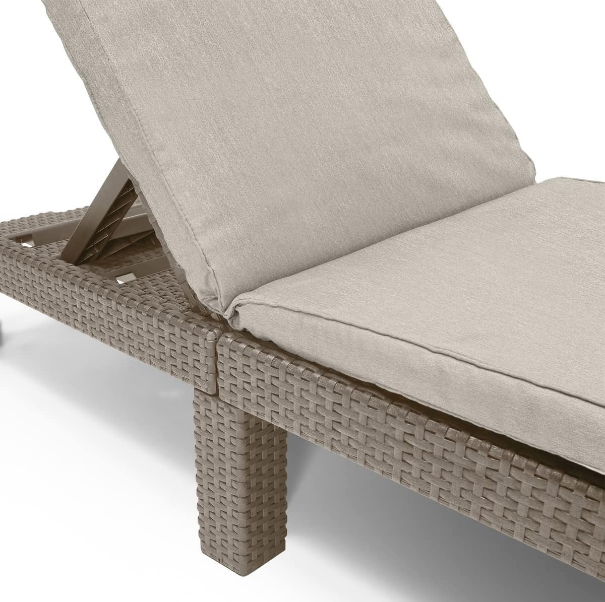 Rattan Effect Reclining Sun Lounger with Cushion Cappuccino 4-Position Chair
