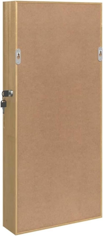 Compact Wall Mounted Jewelry Cabinet Mirror Lockable Slim Storage Brown