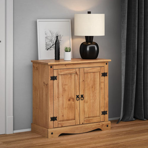 Rustic Pine Sideboard Cabinet 2 Door Storage Cupboard Solid Wood Unit