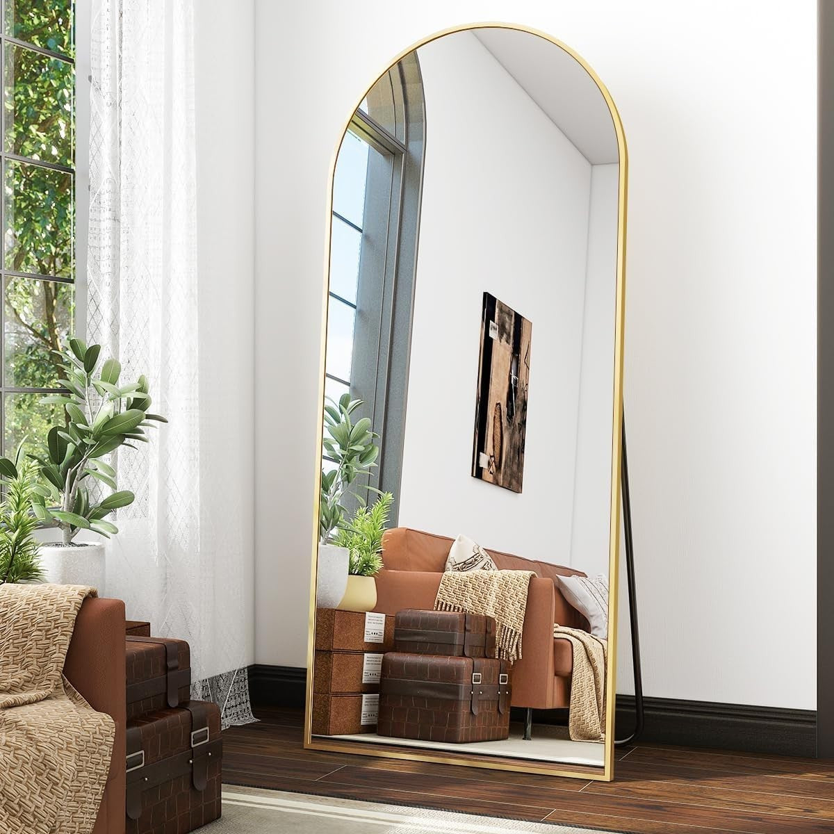 Gold Arch Full Length Mirror 171x76cm Large Leaning Wall Dressing Mirror