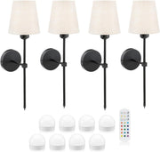 Wireless LED Wall Lights Set of 4 | Remote, Rechargeable, No Wiring Needed