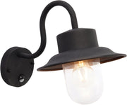 Outdoor Wall Light Black Fisherman Lantern IP44 Motion Sensor
