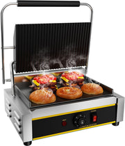 Commercial Panini Press 42.8x31x19.2cm Cast Iron Grill Sandwich Maker single rib