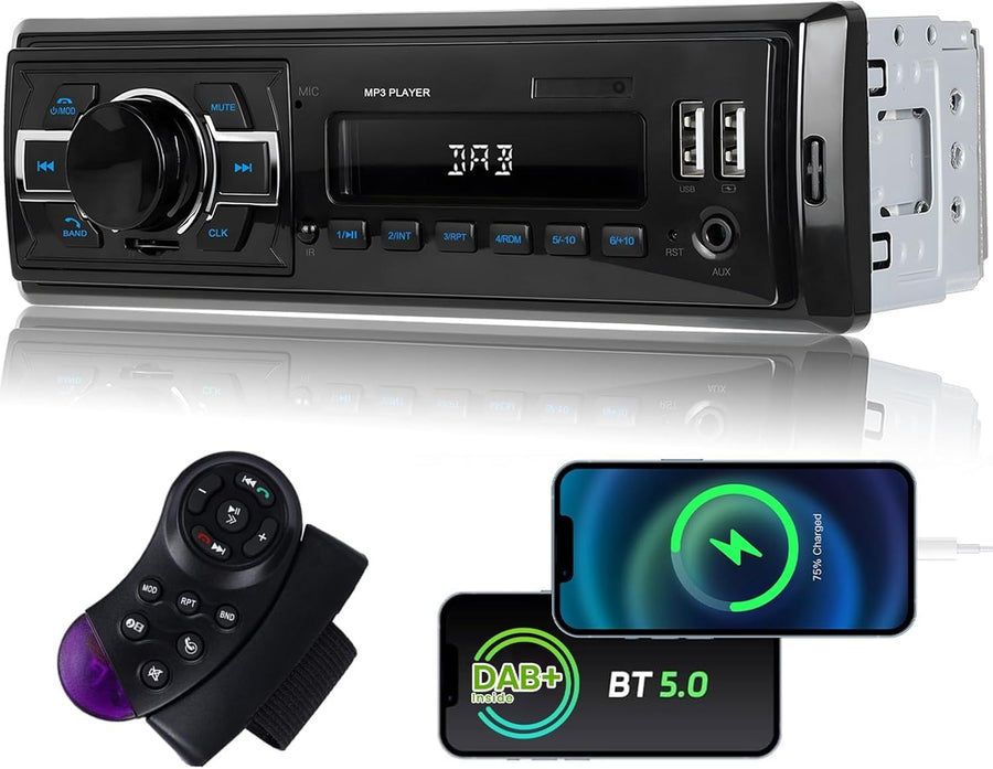Single Din DAB Bluetooth Car Stereo FM Radio USB AUX TF Handsfree