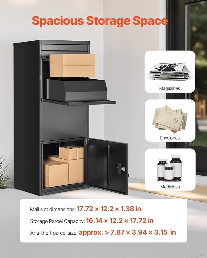 Lockable Parcel Drop Box Outdoor Mailbox – Anti-Theft, Weatherproof, Large