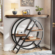 Rustic Entryway Console Table 4-Tier Industrial Shelf Metal Frame 100x30x81cm