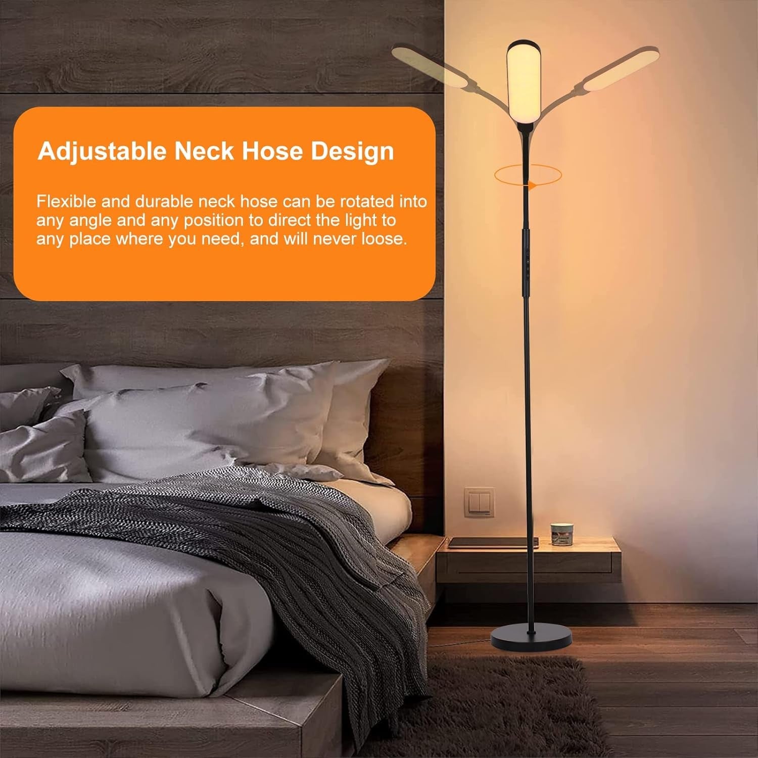 LED Floor Lamp Black Adjustable Reading Light 9 Brightness 5 Colour Modes