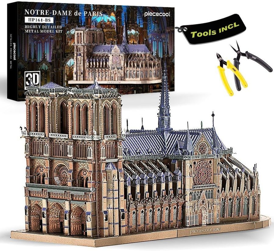 382pc Metal Cathedral 3D Puzzle Model Kit Stainless Steel DIY Build