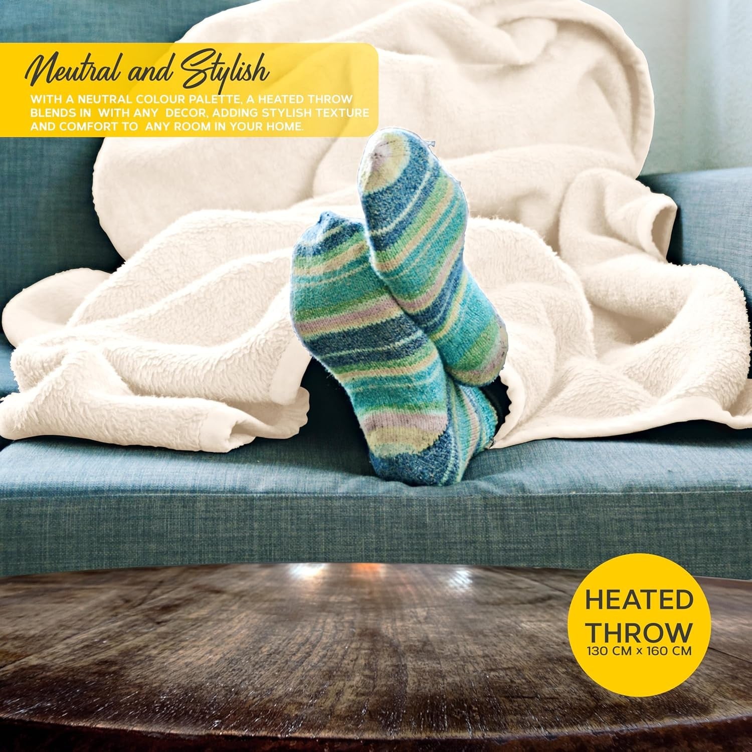 Electric Heated Throw Blanket Single 6 Heat Timer Washable 130x160cm