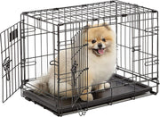 Secure Double Door Dog Crate 22” w/ Divider, Leak-Proof Pan & Feet