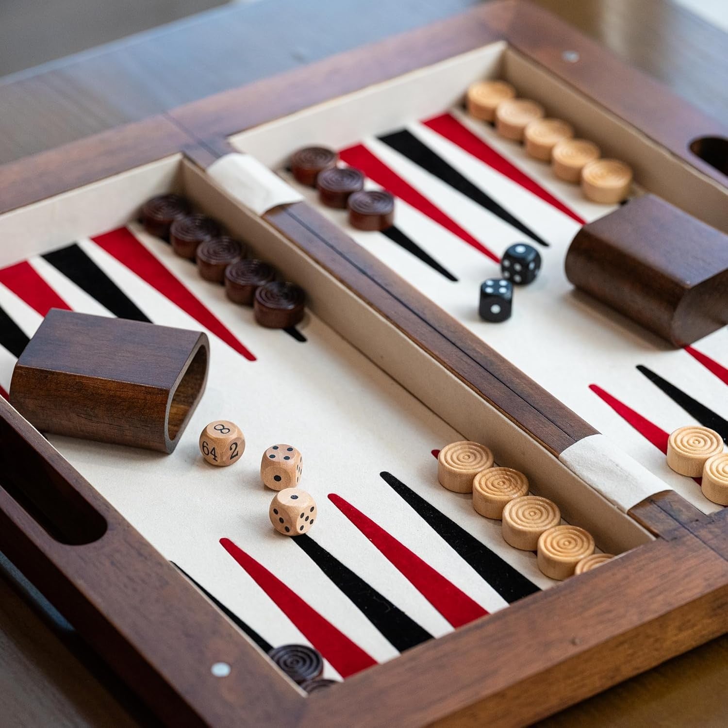15.5" Deluxe 3-in-1 Wooden Chess Backgammon Checkers Folding Travel Set