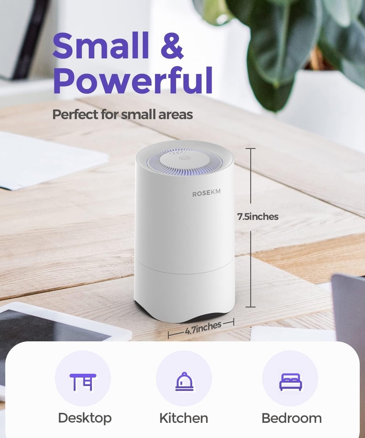 Mini HEPA Air Purifier Desk Bedroom Pet Smoke Odor Cleaner 2 Pack