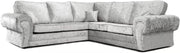 5 Seater Silver Crushed Velvet Corner Sofa – L Shape, High Back, Modern Suite