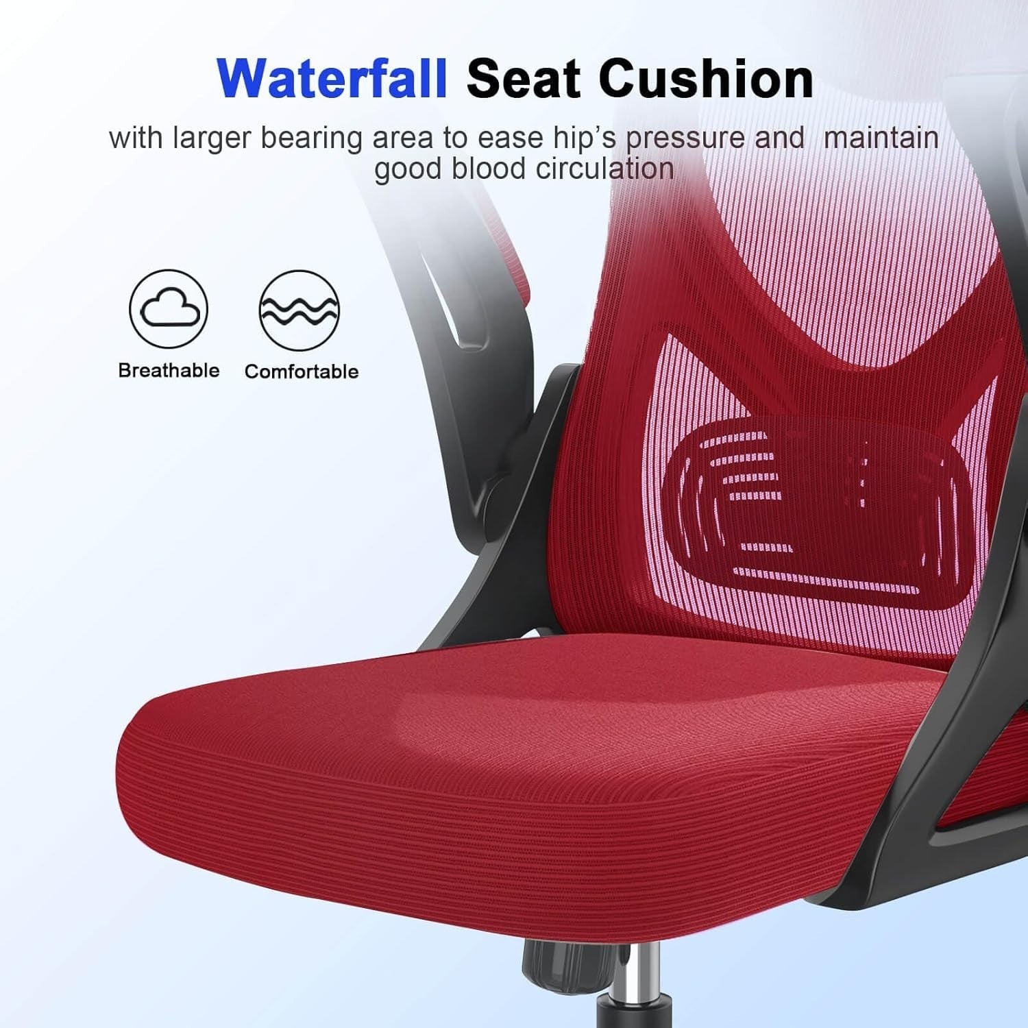 Ergonomic Mesh Office Chair High Back Swivel Adjustable Lumbar Burgundy