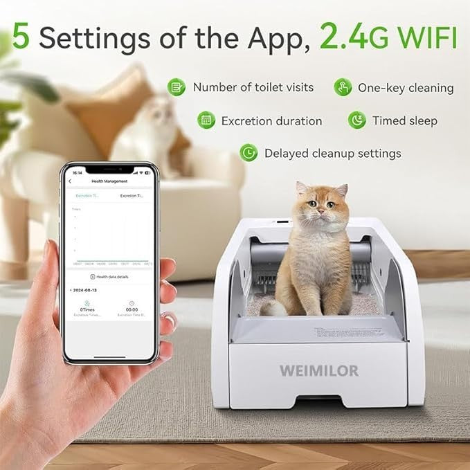 Self Cleaning Cat Litter Box Smart App Control Odor Free Auto Tray