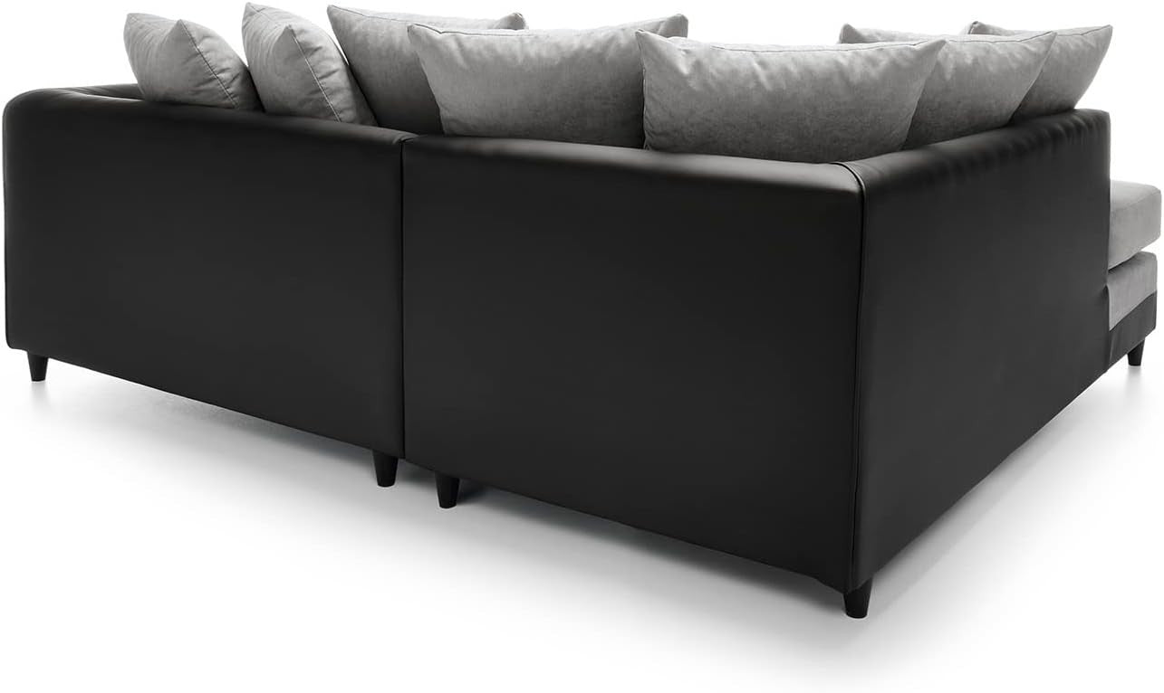 Modern L-Shaped Corner Sofa 4-Seater with Removable Cushions & Wood Frame