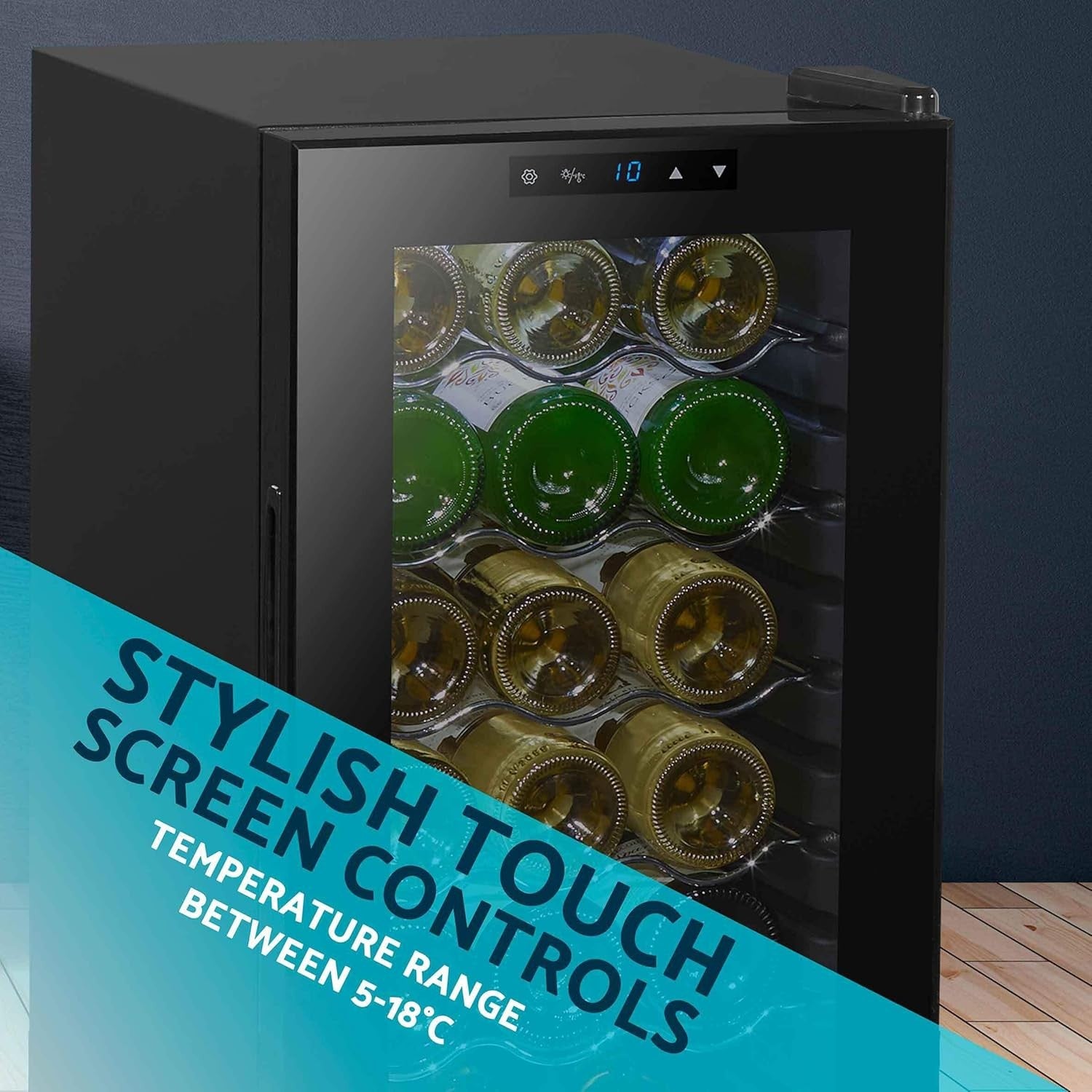 18 Bottle Wine Cooler Fridge Digital Touch Control LED Quiet Freestanding