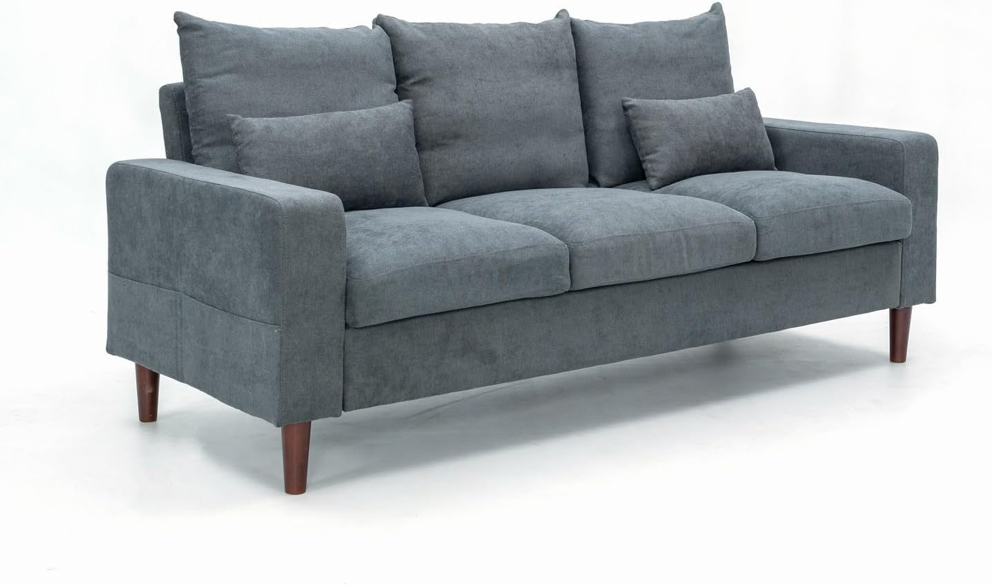 3 Seater Grey Fabric Sofa Upholstered Modern Couch for Living Room Flat