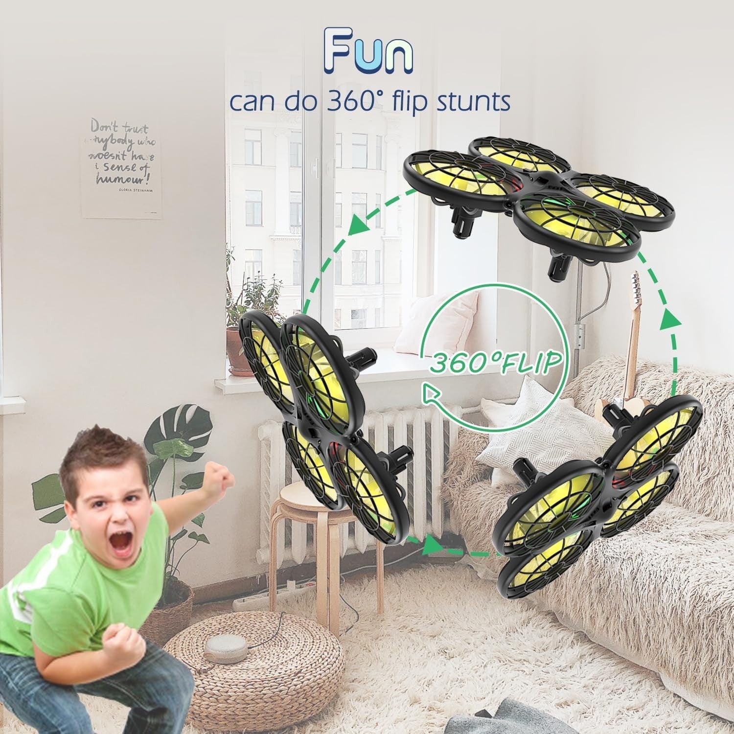 Mini Drone for Kids Gift Safe Hand Control RC Toy Auto Collision 360 Flip 20min