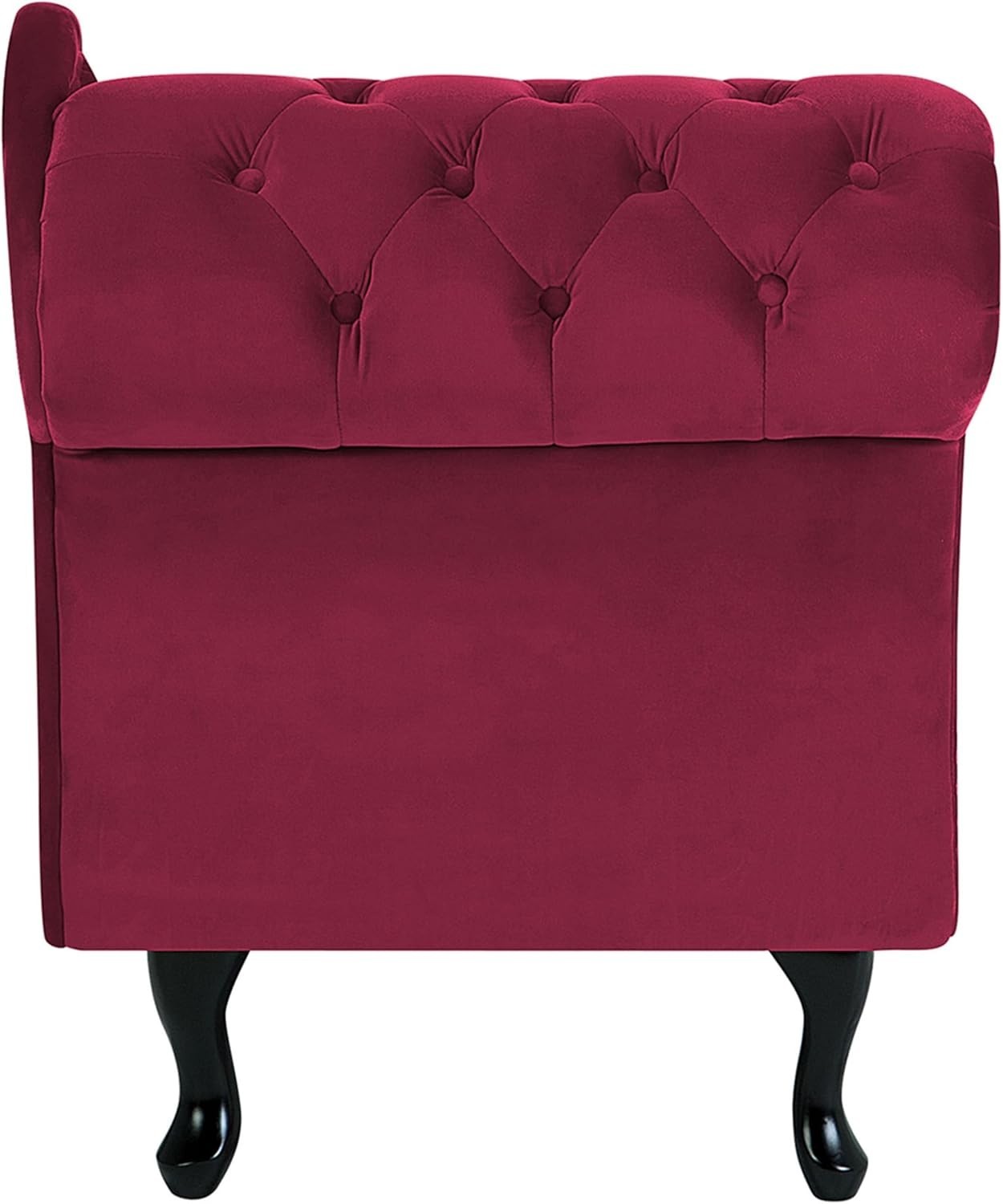 Velvet Left Hand Chaise Lounge Sofa Chesterfield Style Burgundy Tufted