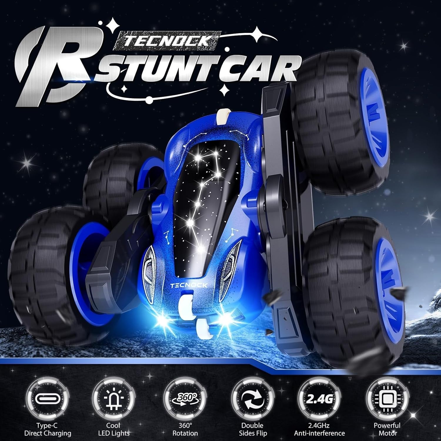360° Flip RC Stunt Car for Kids 3-12 | LED Light Monster Truck Toy