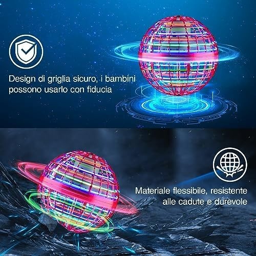 360° LED Flying Boomerang Ball Toy, Rechargeable Hand-Controlled Mini Drone