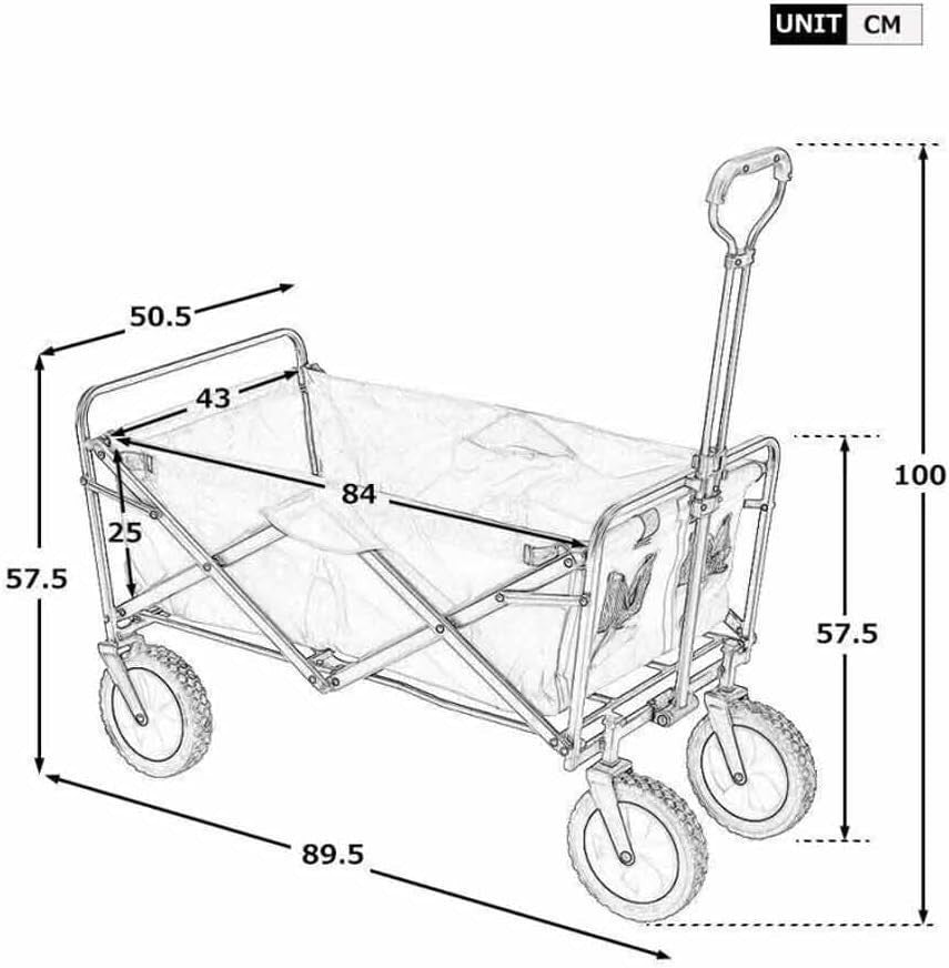 Black Heavy Duty 100kg Folding Camping Wagon Festival Trolley 100L Garden Cart
