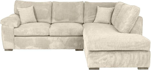 Cream Jumbo Cord Corner Sofa Set Right Hand L Shape 4-Seater Comfort