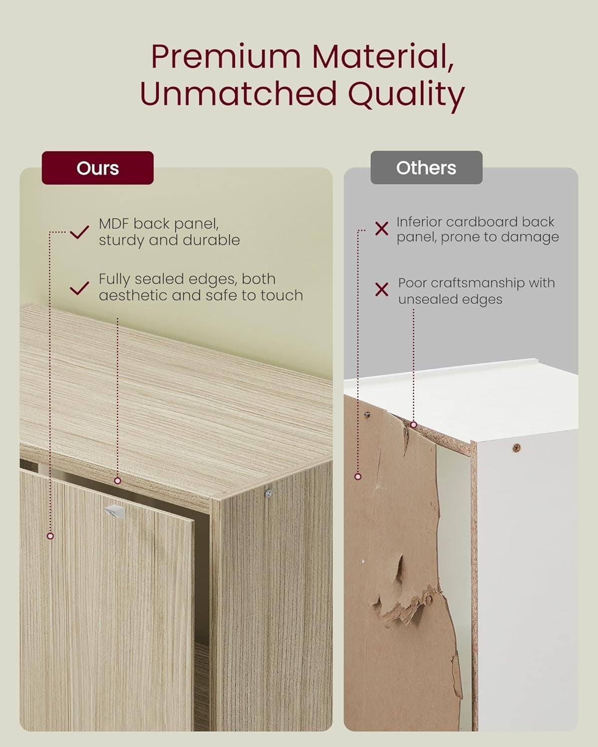 6 Tier Natural Wooden Bookcase Tall Storage Display Book Shelf for Living Room