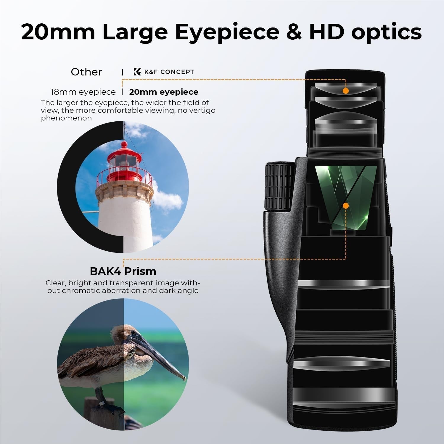 12x50 HD Monocular Telescope Waterproof FMC BAK4 Prism Wide View Outdoor Travel