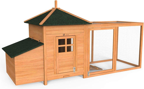 Wooden Chicken Coop with Run Double Nest Box Easy Clean Hutch 2–3 Hens